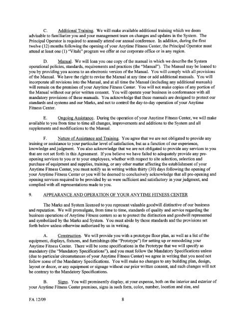ANYTIME FITNESS FRANCHISE DISCLOSURE DOCUMENT