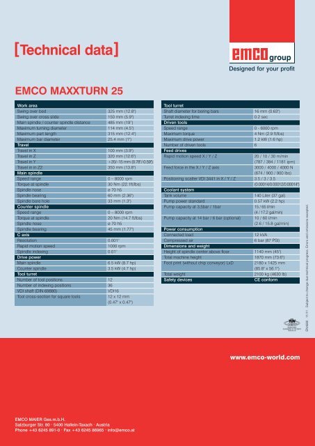 Big Performance for small Parts. EMCO MAXXTURN 25