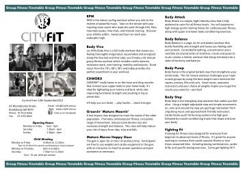 Group Fitness Timetable - City Fit Bundaberg