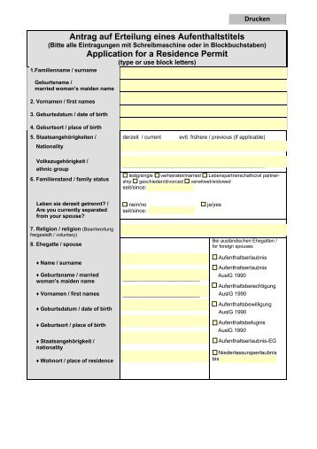 Antrag auf Erteilung eines Aufenthaltstitels Application ... - Kreis Düren