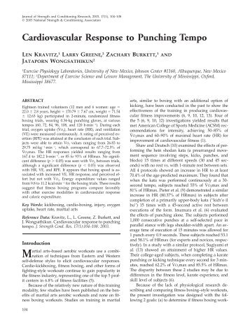 Cardiovascular Response to Punching Tempo - Setanta College