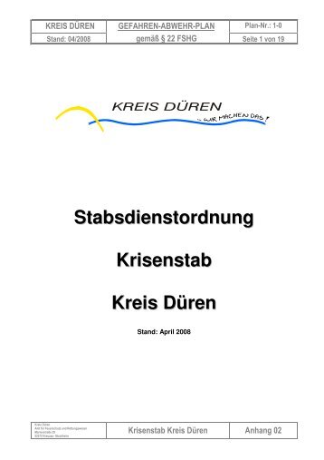 Stabsdienstordnung Krisenstab Kreis Düren