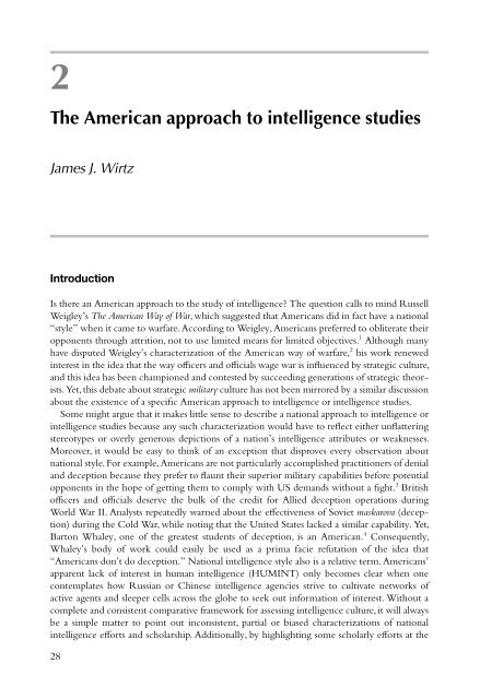 Handbook of intelligence studies / edited by