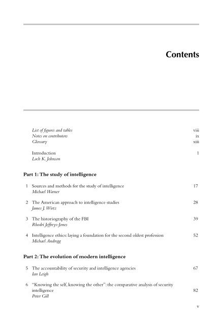 Handbook of intelligence studies / edited by
