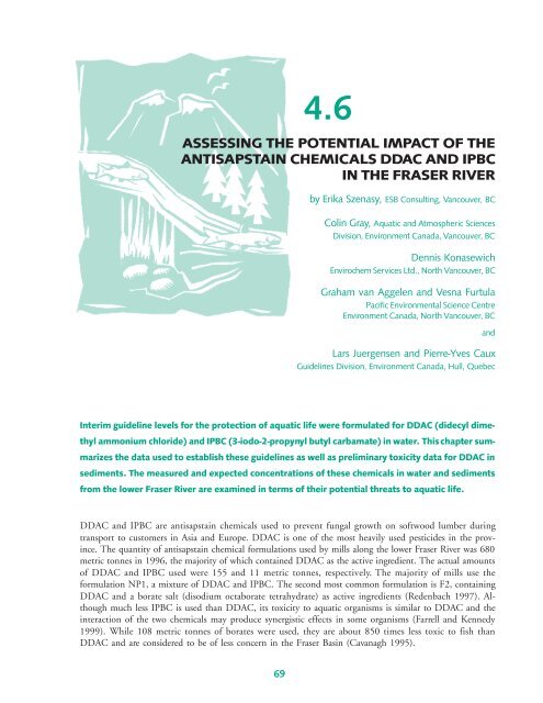 assessing the potential impact of the antisapstain chemicals ddac ...