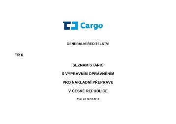 tr 6 seznam stanic s výpravním oprávněním pro ... - ČD Cargo TR 6