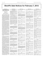 Sheriff's Sale Notices for February 7, 2012 - Law.com