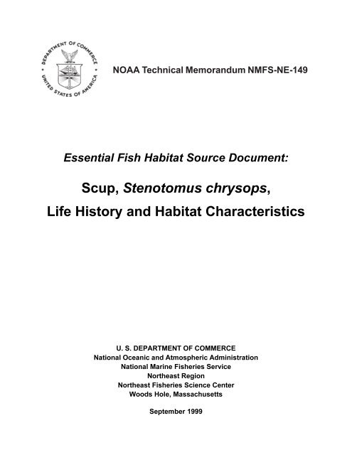 Scup, Stenotomus chrysops, Life History and Habitat Characteristics