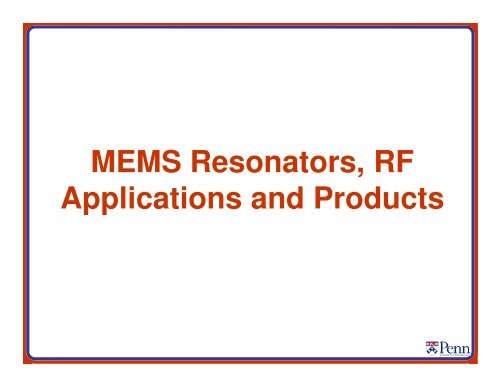 MEMS Resonators for Frequency Control and Sensing Applications