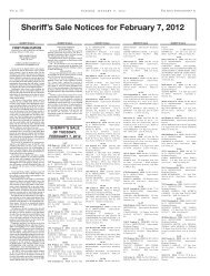 sheriff's sale Notices for February 7, 2012 - Law.com
