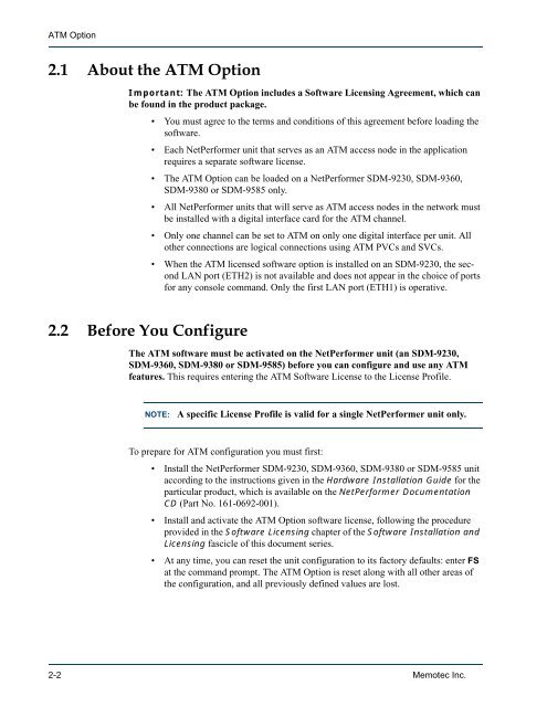 ATM Option System Reference - Comtech EF Data