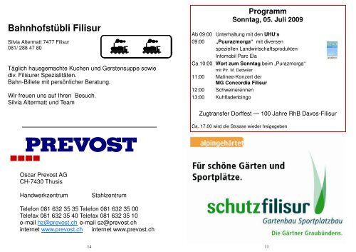 Sponsoren: Florinett Forstunternehmung Bergün ... - Sonja Morgenegg