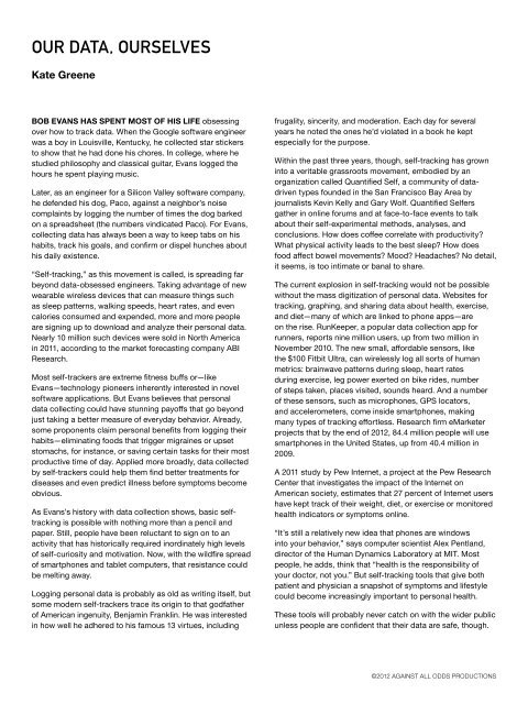 Our Data Ourselves The Human Face Of Big Data Our Data Ourselves The Human Face Of Big Data