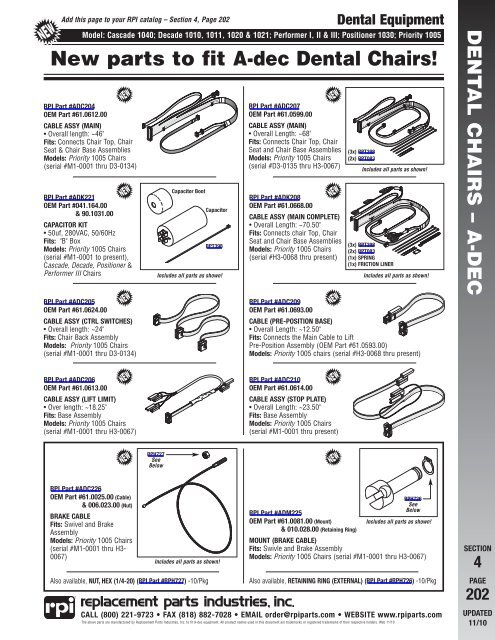 A Dec Dental Chairs Flyer Replacement Parts Industries