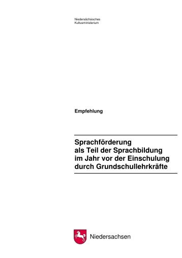 Empfehlung Sprachförderung als Teil der Sprachbildung im Jahr vor ...