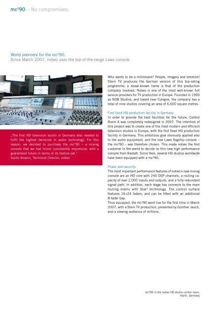 Products 2009 For broadcast, production, radio and live ... - Lawo