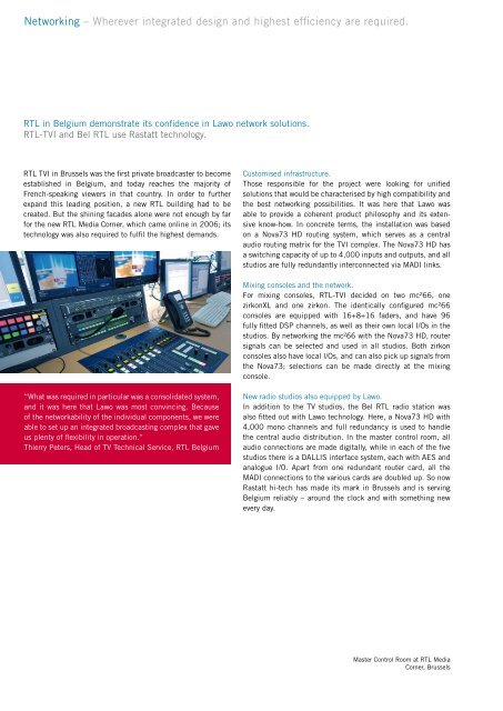 Products 2009 For broadcast, production, radio and live ... - Lawo