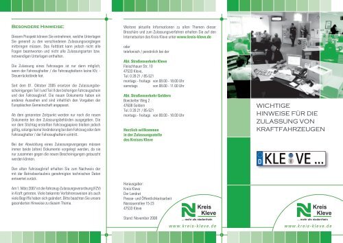 Flyer KFZ-Zulassung - Kreis Kleve