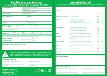 Identification and Approval Inspection Record - Layher