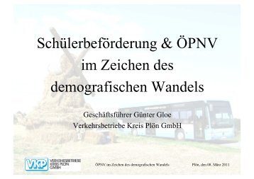 Schülerbeförderung und ÖPNV im  Zeichen - Kreis Plön