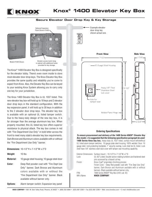 Knox 1400 Elevator Key Box
