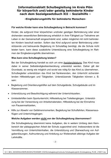 Informationsblatt Schulbegleitung im Kreis Plön für körperlich und ...