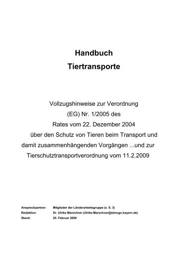 Handbuch Tiertransporte