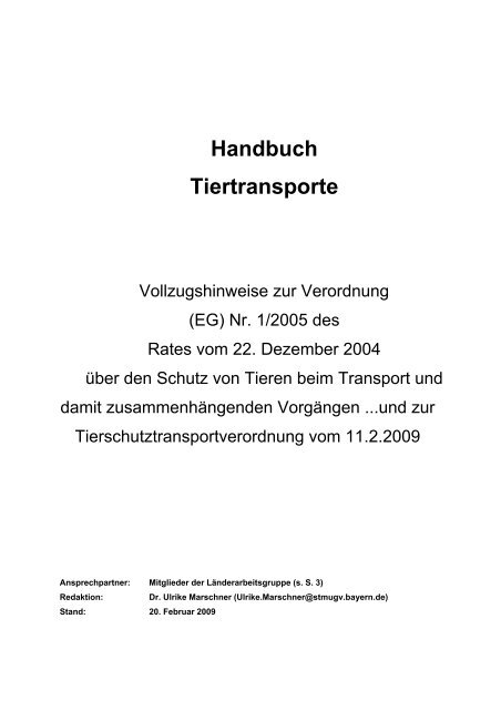 Handbuch Tiertransporte