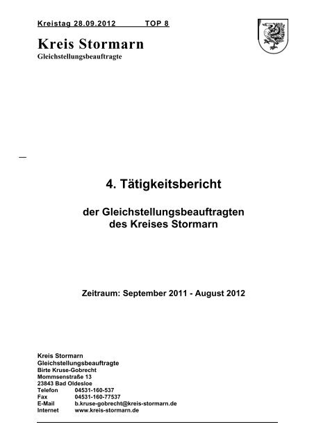 4. Tätigkeitsbericht der Gleichstellungsbeauftragten ... - Kreis Stormarn