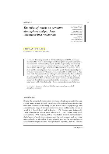 The effect of music on perceived atmosphere and purchase ...