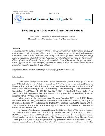 Store Image as a Moderator of Store Brand Attitude - Journal of ...