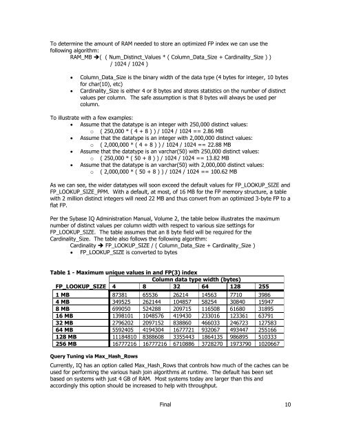 A Practical Hardware Sizing Guide for Sybase IQ