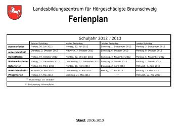 Ferienplan - LBZH Braunschweig