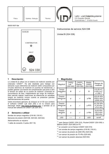 Instrucciones de servicio 524 038 - LD DIDACTIC