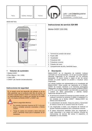 Instrucciones de servicio 524 009 - LD DIDACTIC