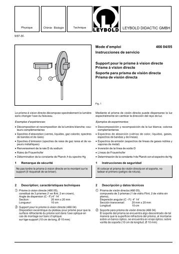 LEYBOLD DIDACTIC GMBH Mode d'emploi 466 04/05 Instrucciones ...