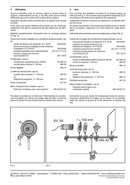 LEYBOLD DIDACTIC GMBH Mode d'emploi 466 04/05 Instrucciones ...