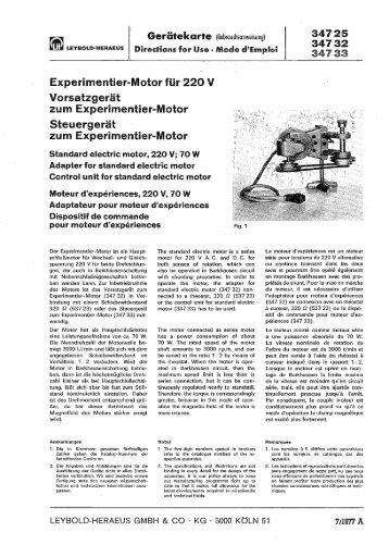 Experimentier-Motor für 220 V - LD DIDACTIC