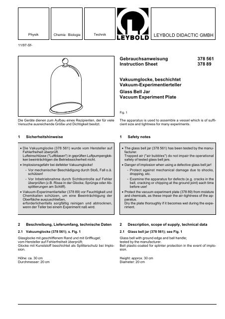 LEYBOLD DIDACTIC GMBH Gebrauchsanweisung 378 561 ...