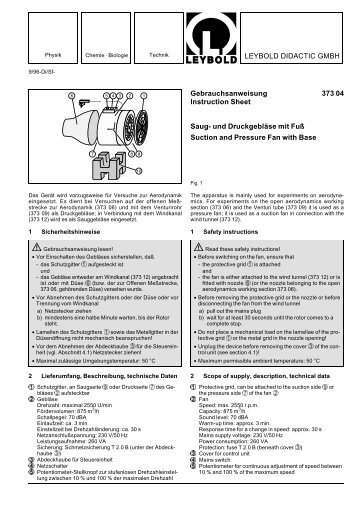 LEYBOLD DIDACTIC GMBH Gebrauchsanweisung 373 04 ...