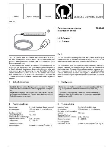 LEYBOLD DIDACTIC GMBH Gebrauchsanweisung 666 243 ...