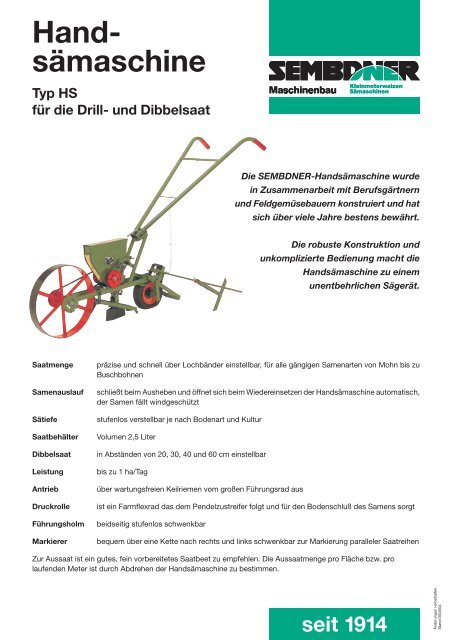 Sembdner Handsämaschine - Kress-landtechnik.de