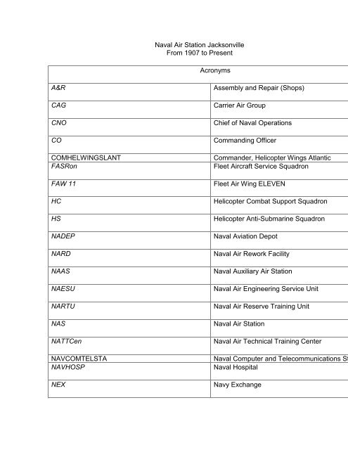 Naval Air Station Jacksonville From 1907 to Present - CNIC.Navy.mil ...