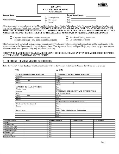 Meijer Vendor Agreement - ECRM MarketGate