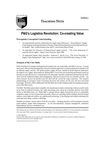 P&G's Logistics Revolution: Co-creating Value - Case Studies