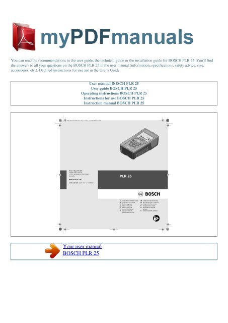 инструкция bosch plr 25 Plr 25 bosch инструкция.