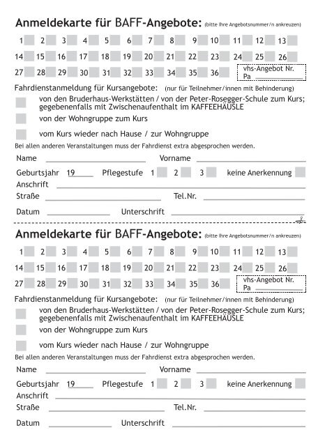 KURS - Lebenshilfe - Reutlingen