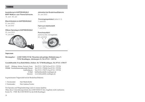 INHALTSVERZEICHNIS - Lebenshilfe - Reutlingen