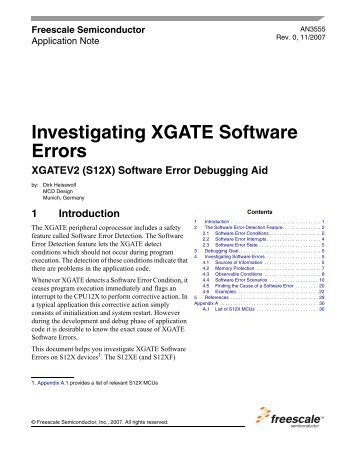 Investigating XGATE Software Errors - Freescale Semiconductor