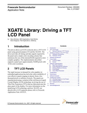 Driving a TFT LCD Panel - Freescale Semiconductor